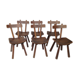 Set of  6 brutalist design chairs