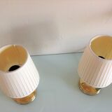 Pair of bedside lamps in golden metal and lampshade creme / vintage years 60-70