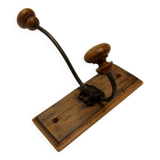 Wall coat rack hook wrought iron wood