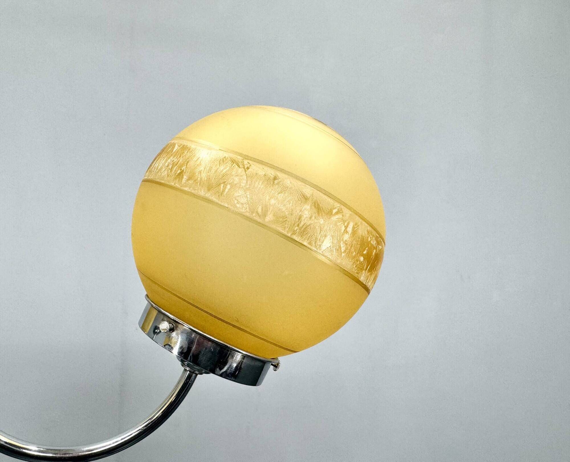 1950s Chrome & Frosted Glass Chandelier