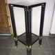 Metal square sellette and 2-storey smoked glass