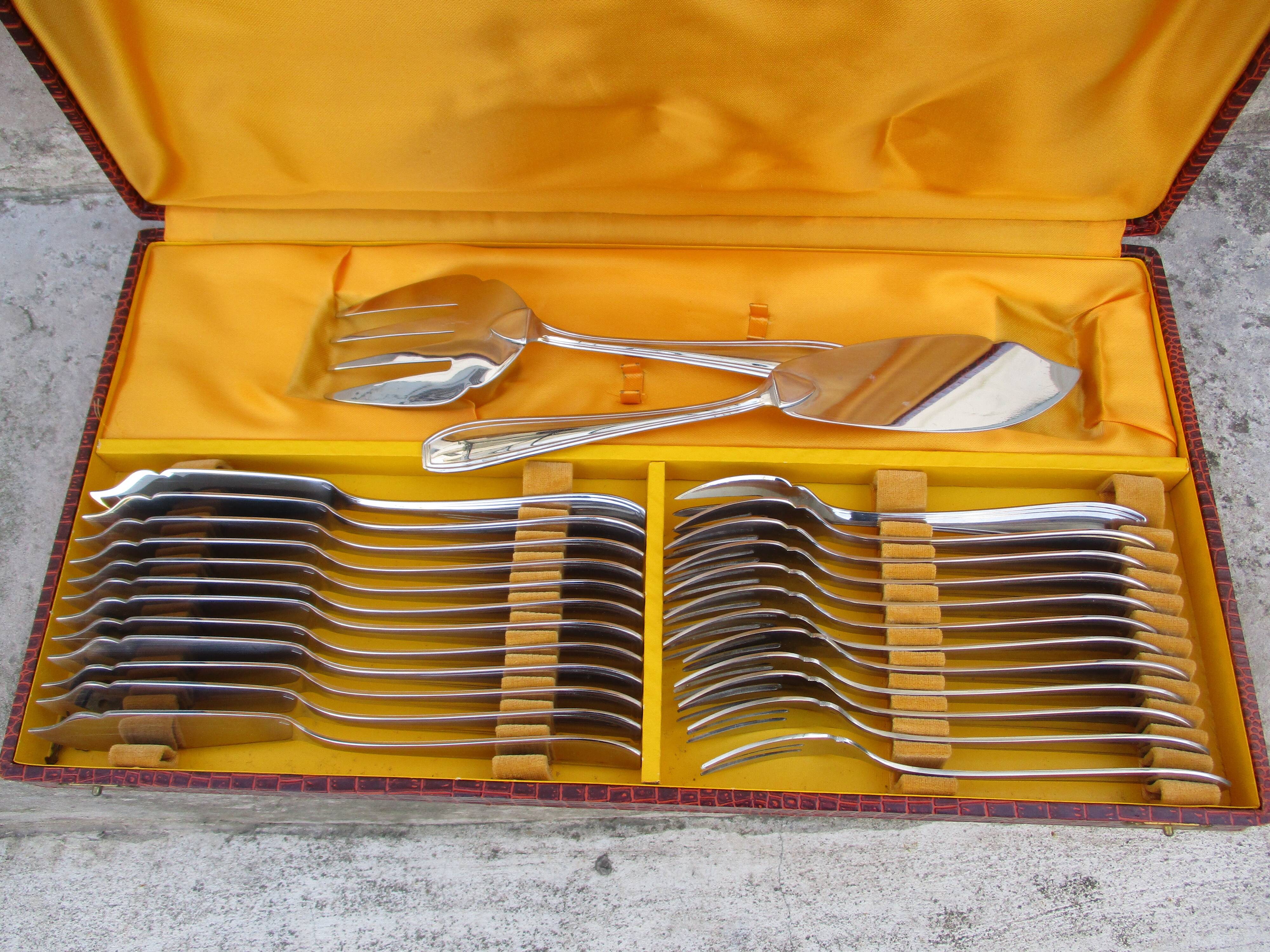 Fish cutlery box, stainless steel.