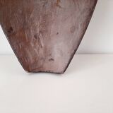 Traditional African tribal shield Bamiléké oval, wooden, black white wall decoration
