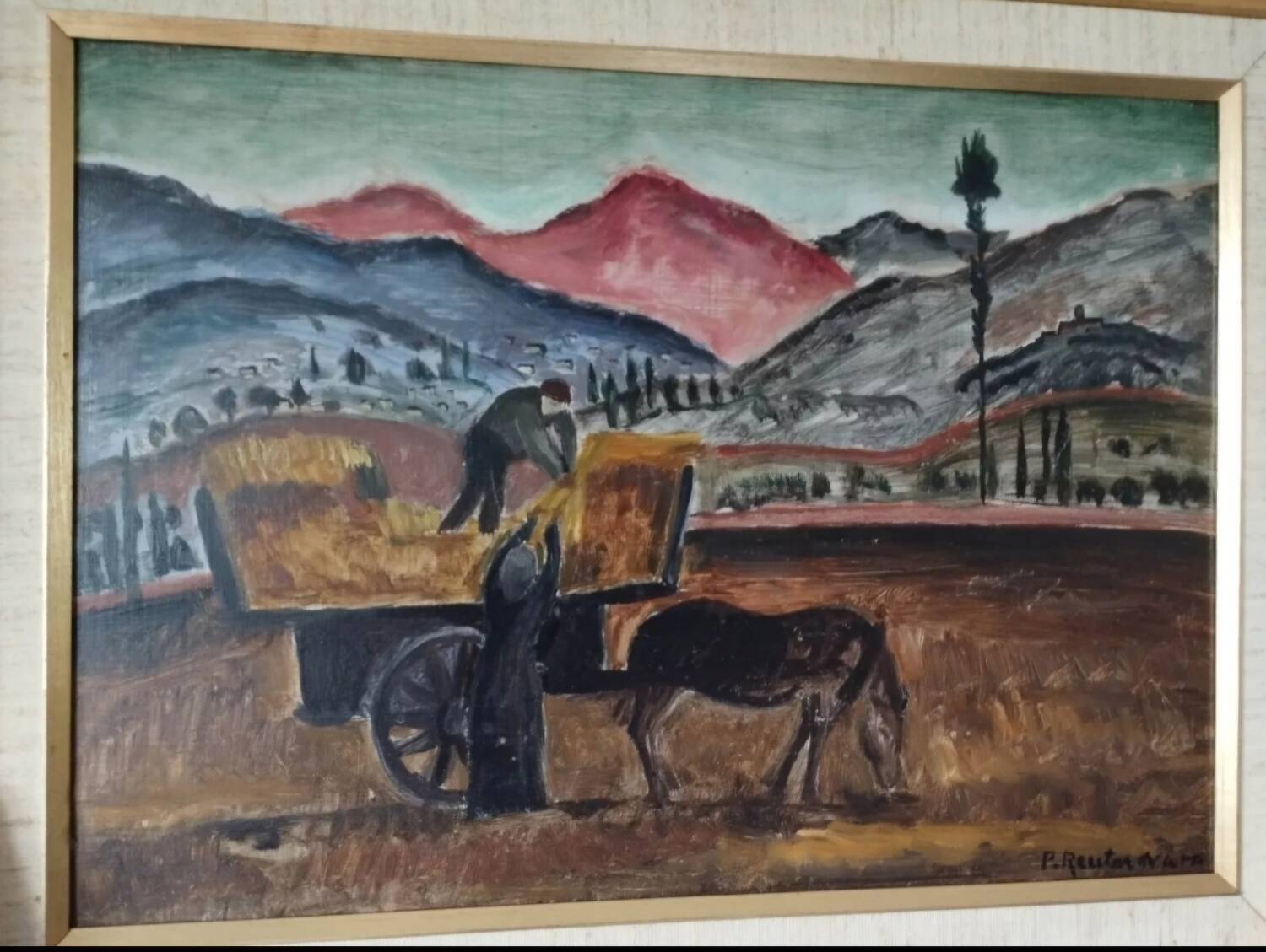 Oil Painting Patrik Reutersvärd / Landscape / Countryside / Horse