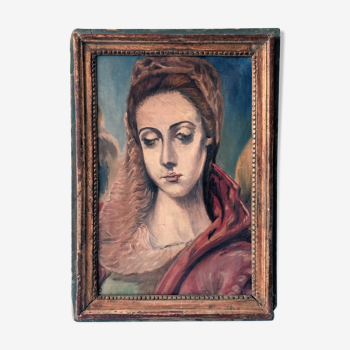 Oil painting of a Madonna