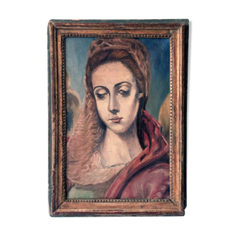Oil painting of a Madonna