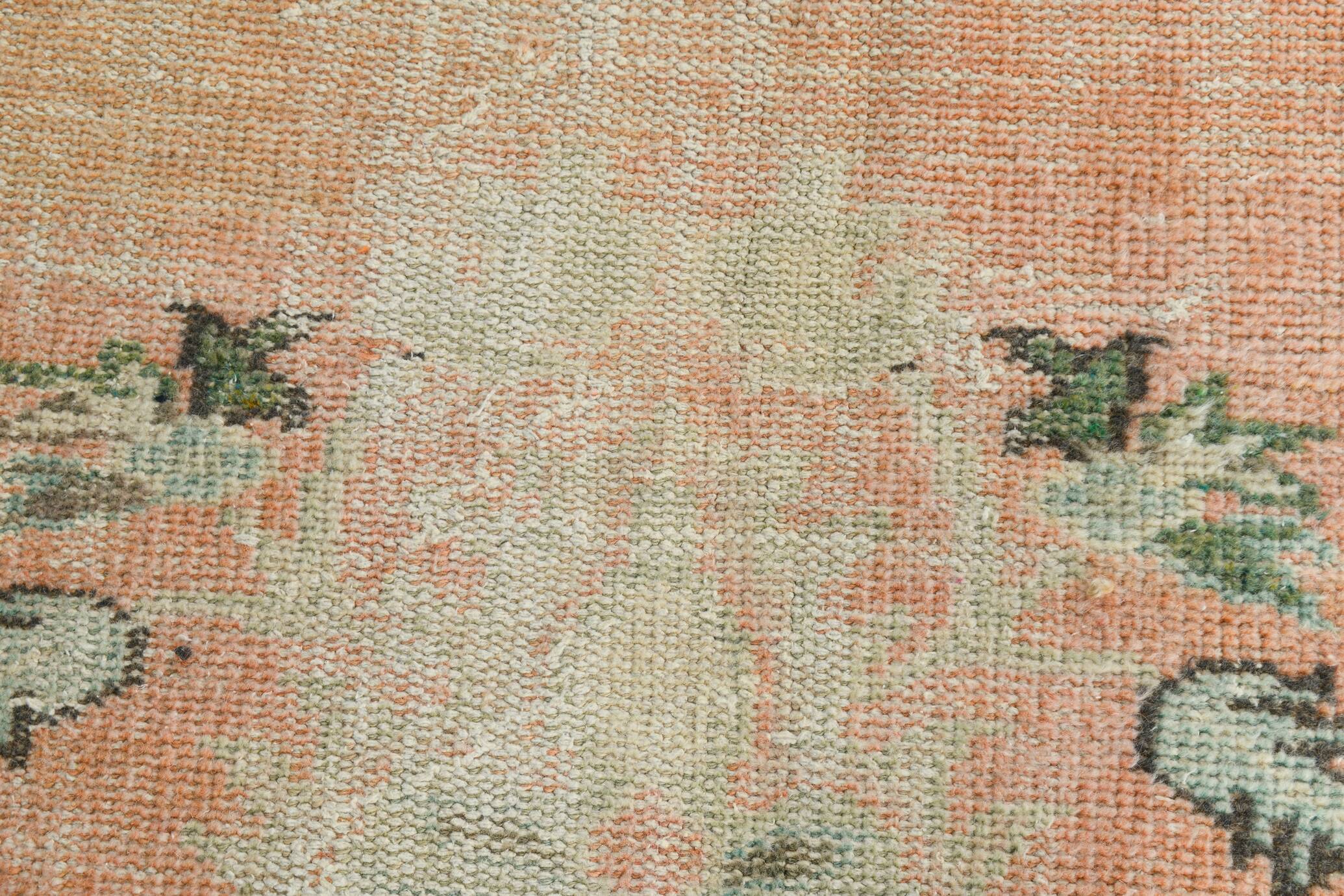 9x10 Soft Peach Turkish Vintage Rug, 186x287 Cm