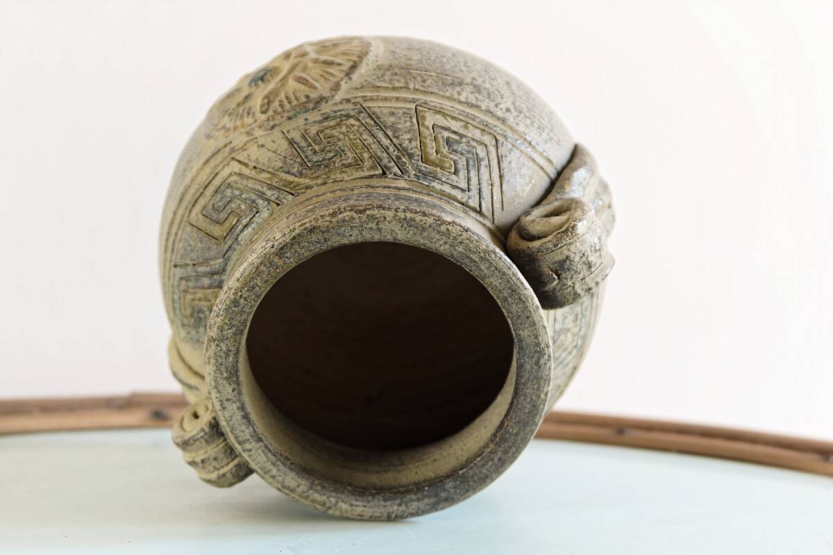 Greek terracotta vase, bronze patina