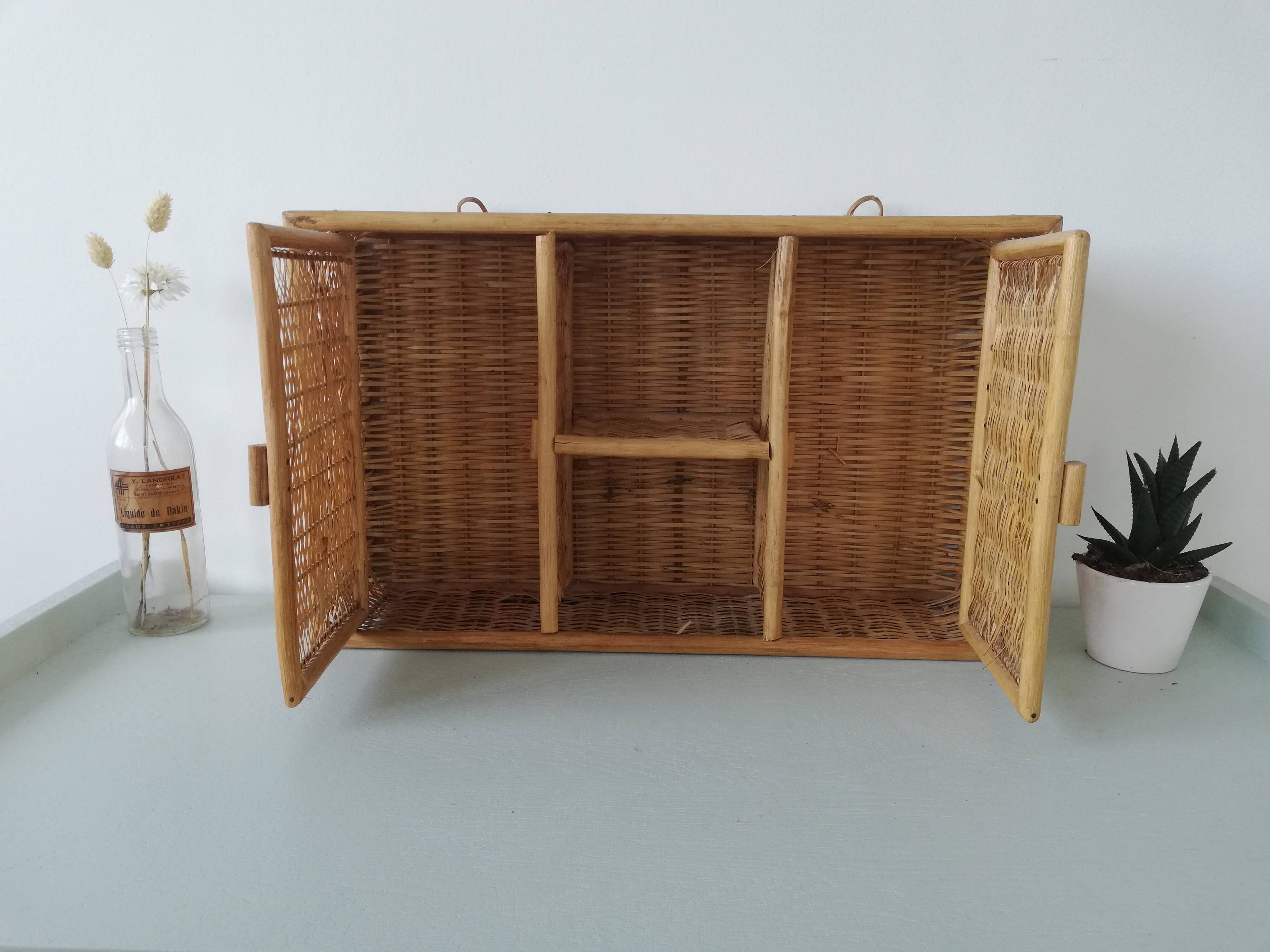 Small vintage rattan cabinet