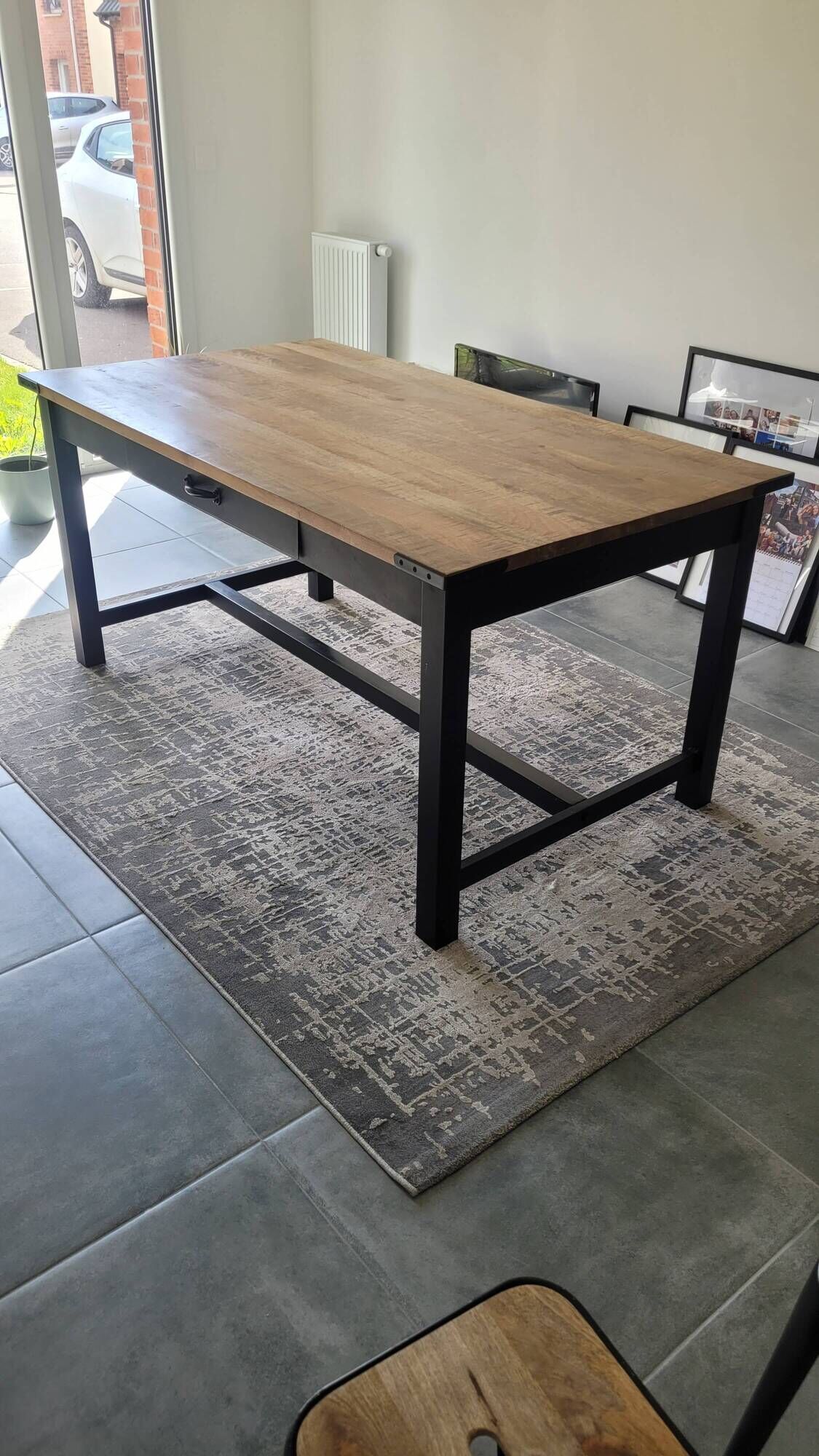 Industrial dining table (mango wood) for 6 people