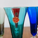6 colorful Italian champagne flutes from the 50s