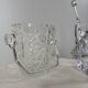 Duo of crystal ice buckets, silver metal, vintage