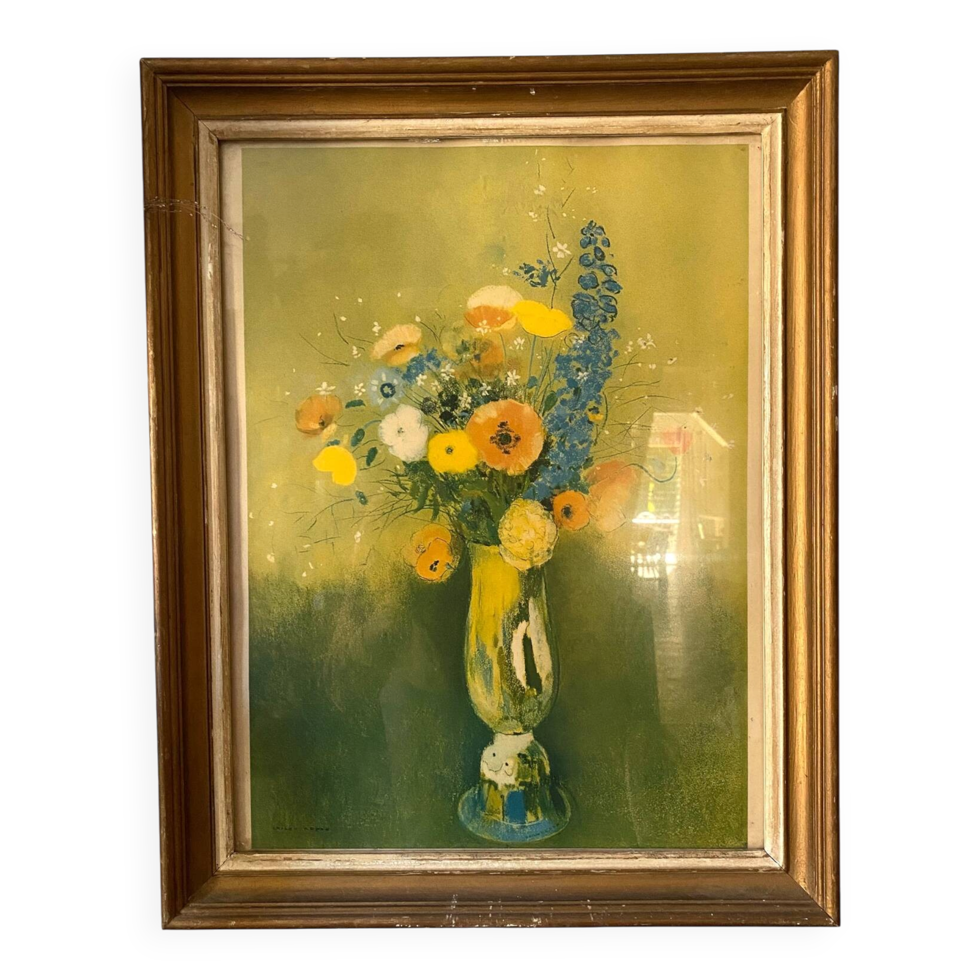 Framed reproduction "Wildflowers" after Odilon Redon