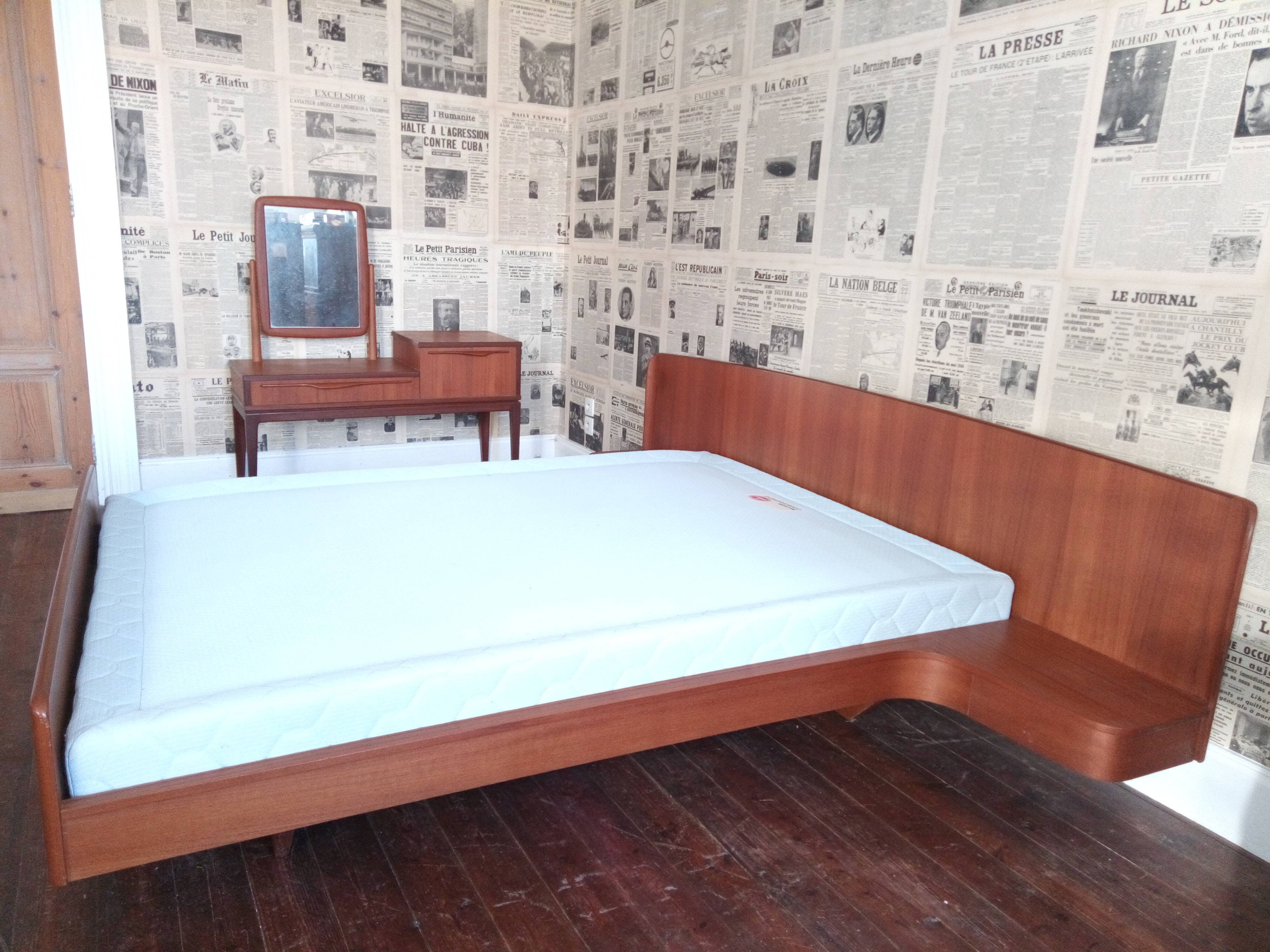 Vintage Scandinavian teak bed 1960