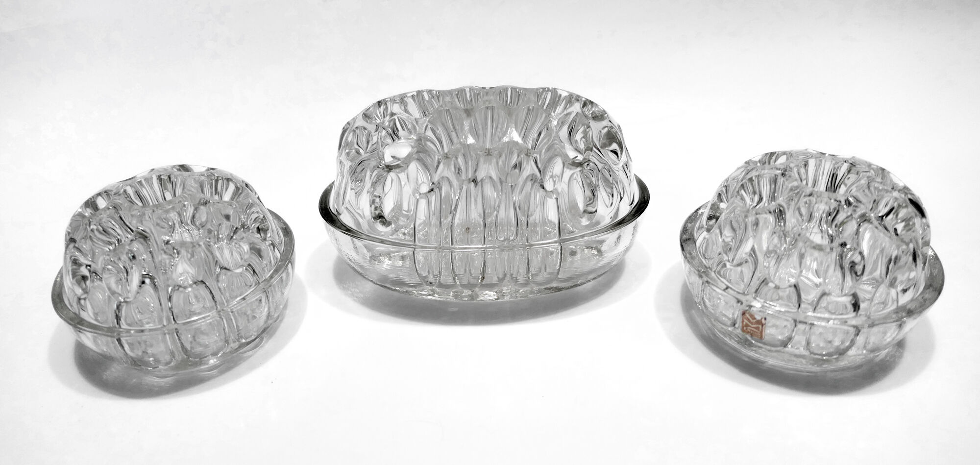 Three Glass Flower Picnics by VMC Reims 60s-70s