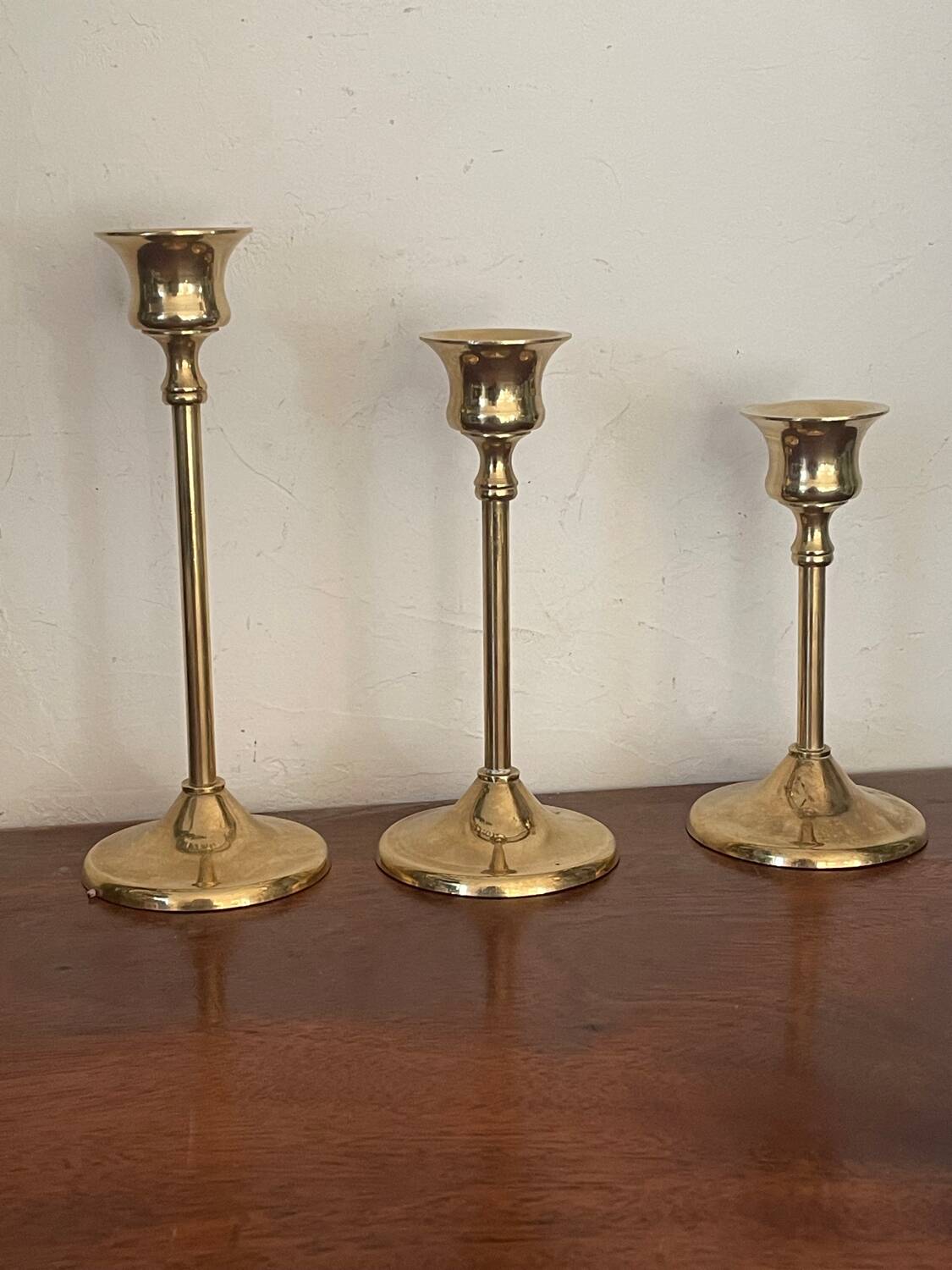 Bougeoirs scandinaves en laiton vintage