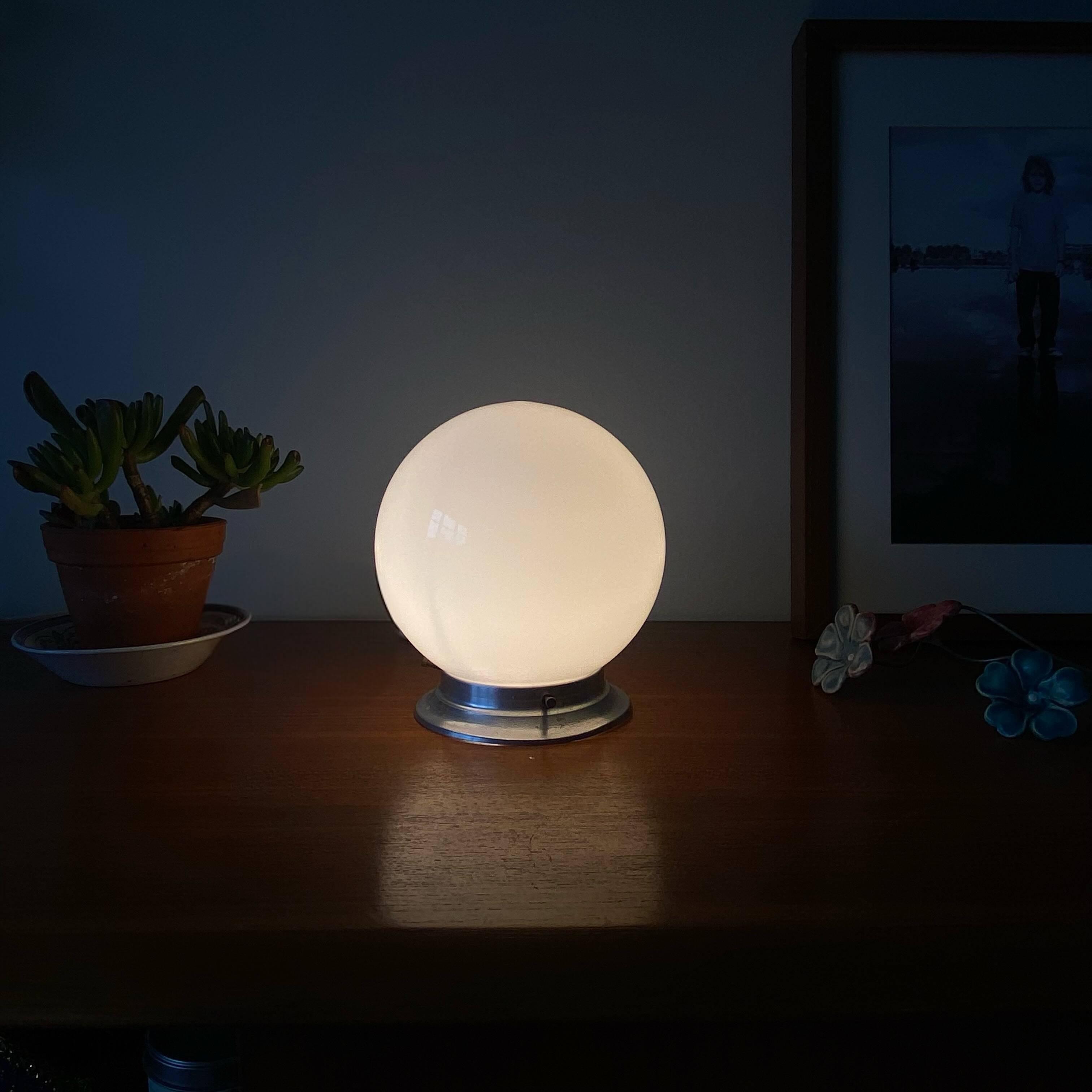 White opal glass globe ceiling light 15 cm wall lamp with aluminium base