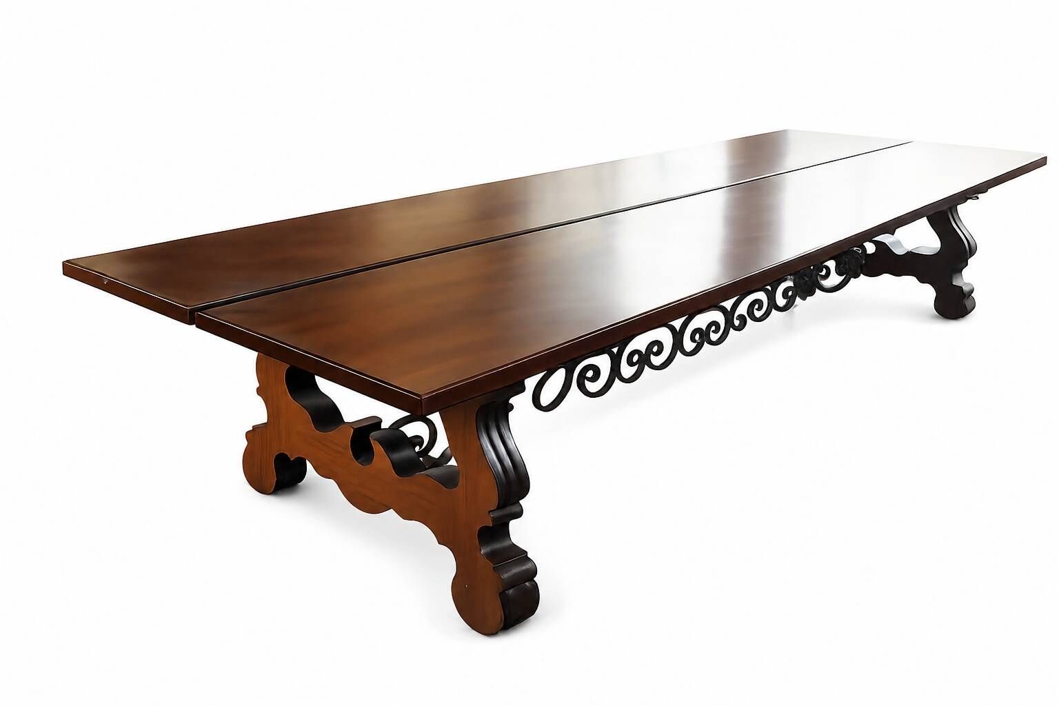 Ltee Laval - Longue table de 3m en bois massif sculpté - meuble unique