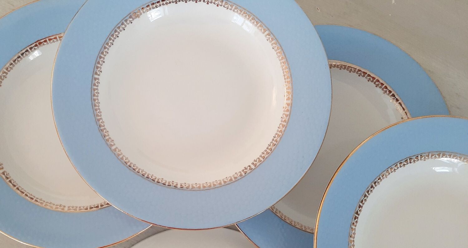 Hollow earthenware plates Café Gilbert by Moulin des Loups Vintage