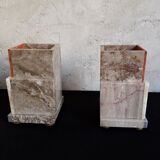 Pair of marble and onyx book clamts