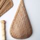 Trio of wall decorations in straw and wicker, 70s