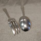 Silver-plated metal stew fork and spoon by Christofle silversmith Atlas