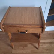 60s compass leg bedside table in light chain.