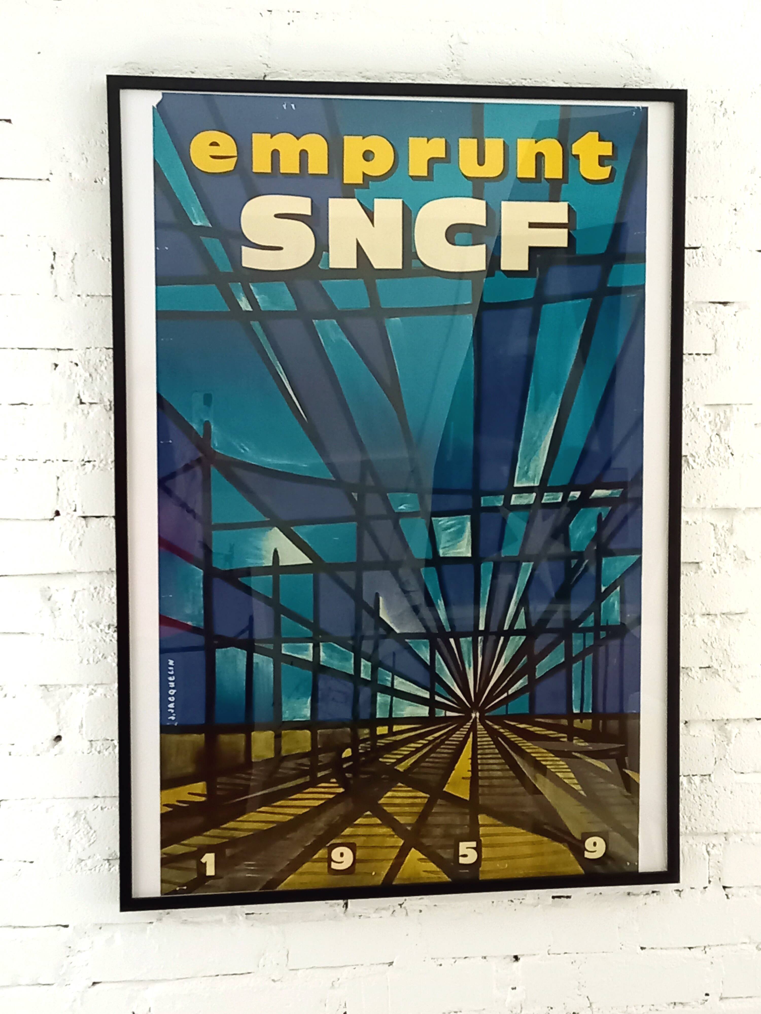 Affiche vintage “emprunt SNCF” par Jean Jacquelin, 1959