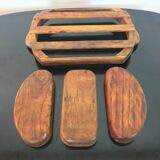 Teak aperitif service, vintage Scandinavian cups