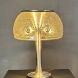 Midcentury space age large glass mushroom table lamprey Temde, 1960s