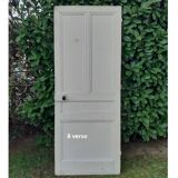 Series of 9 old communication doors, solid wood, both solid and glazed.