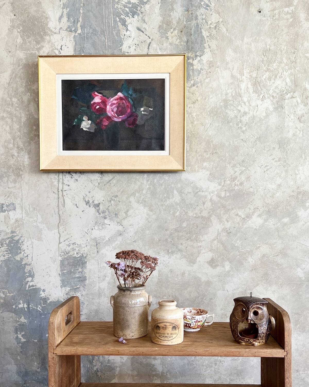 Oil on canvas with bouquet