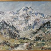 Tableau, oil, mountain landscape, Mont Blanc, Germaine Francoz