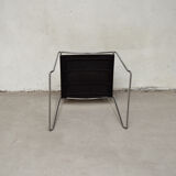 Série de 8 chaises Italiennes en cuir et acier 1970