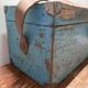 Antique wooden trunk with blue patina