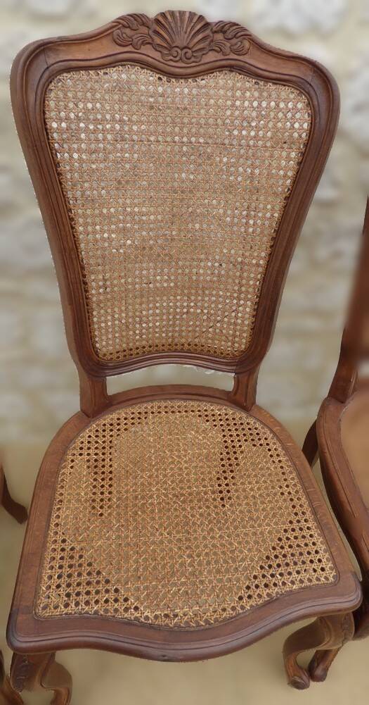 Deux Fauteuils De Salon Style Anglais Chippendale, Dossier Cannage – Velours Rouge, Très Bon état