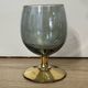 3 coloured smoked glass liqueur glasses with golden stems, vintage.