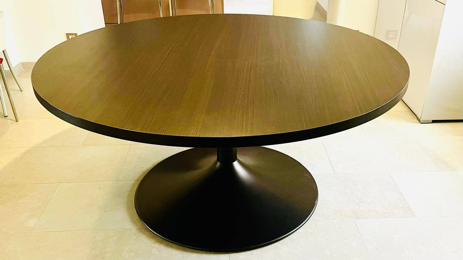 round table 160 cm, Lithos with bronze base - Della Rovere, brown
