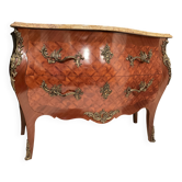 Curved commode with marquetry and marble top.