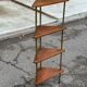 Mid-Century 4-Tier Corner Shelf in Solid Teak/Mahogany Brass 1960