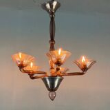 Venetian chandelier in amethyst Murano glass, circa 1920