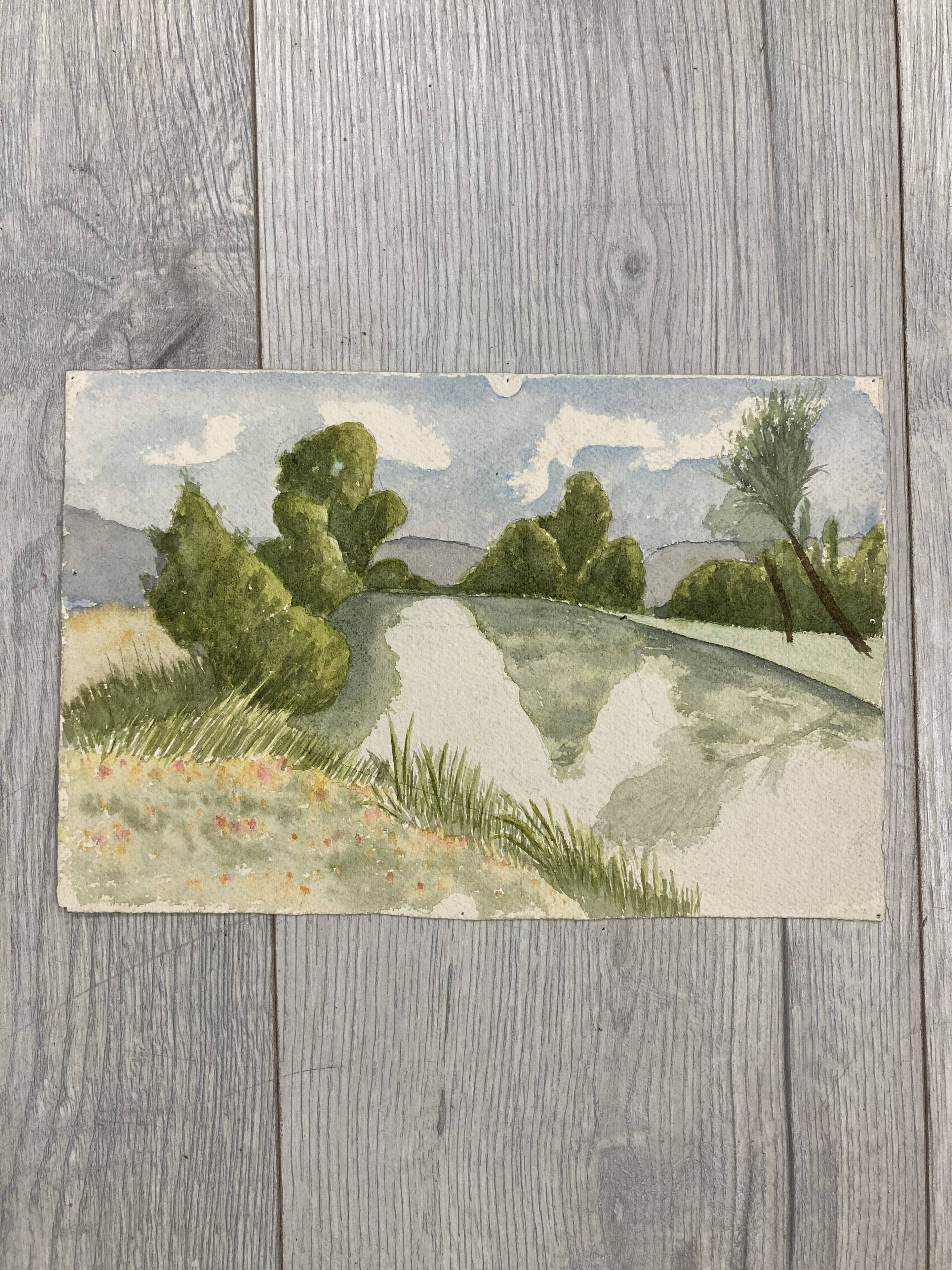 Vintage landscape watercolor