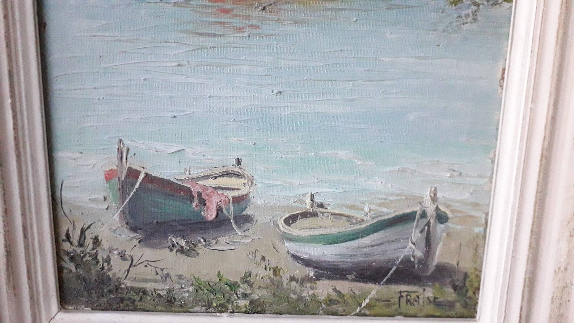 Tableau, huile sur toile marine