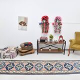 3x10 Pink & Blue Oushak Runner Rug 80x325Cm SK 22171