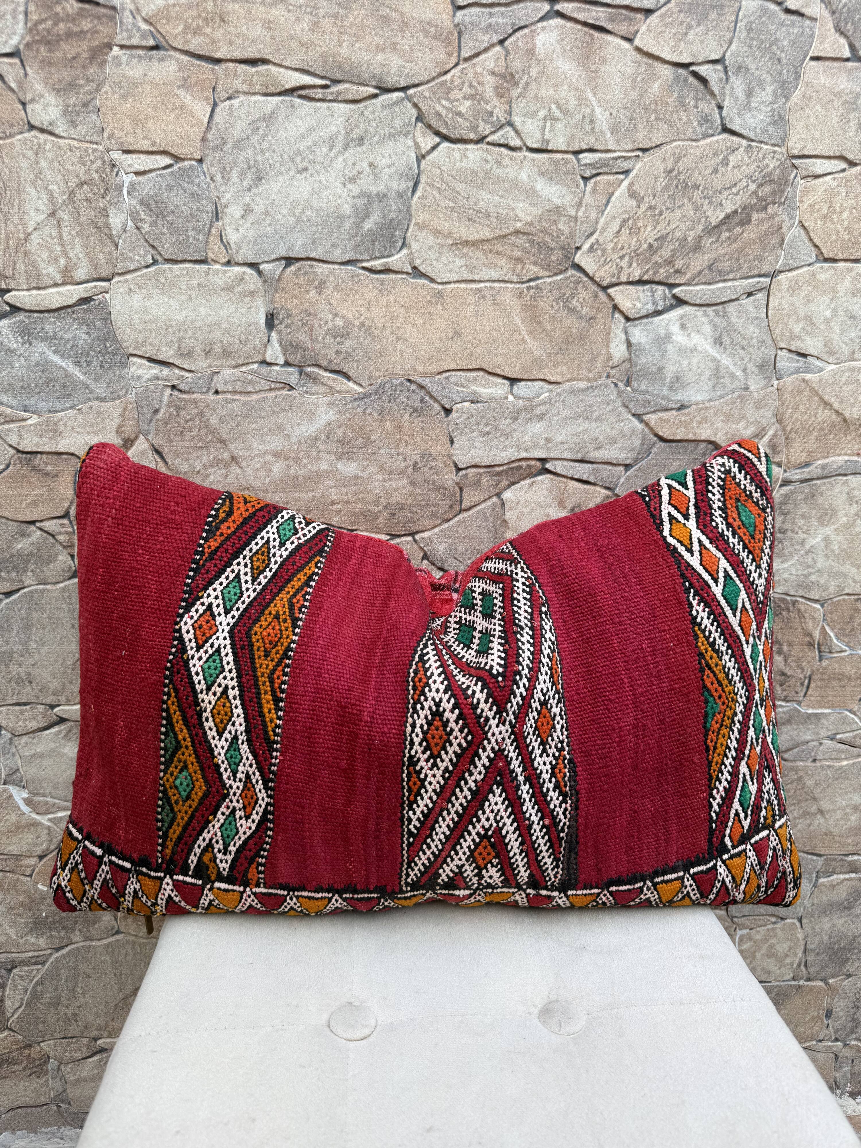 Taie d'oreiller marocaine, housse de coussin berbère, taie d'oreiller tissé