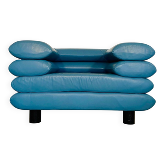 Vintage retro Swedish lounge chair in turquoise leather