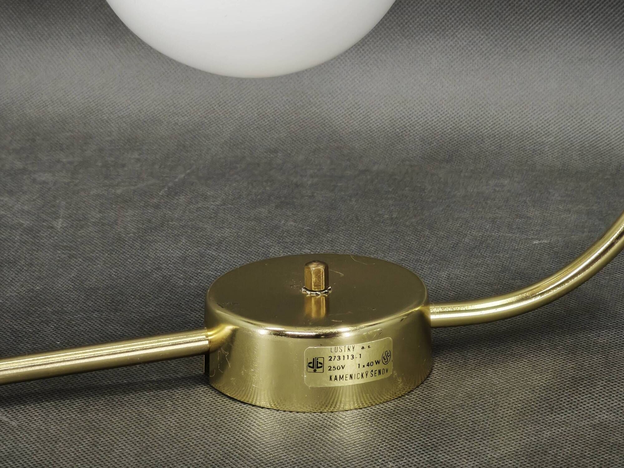 Set of Three Kamenický Šenov Brass and Opaline Glass Wall Lights