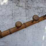 Rustic wooden coat rack turned in imitation of bamboo 1900 4 hooks