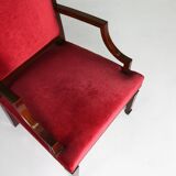 Empire‑Style Armchairs in Wood and Red Velvet, Belgium ca. 195