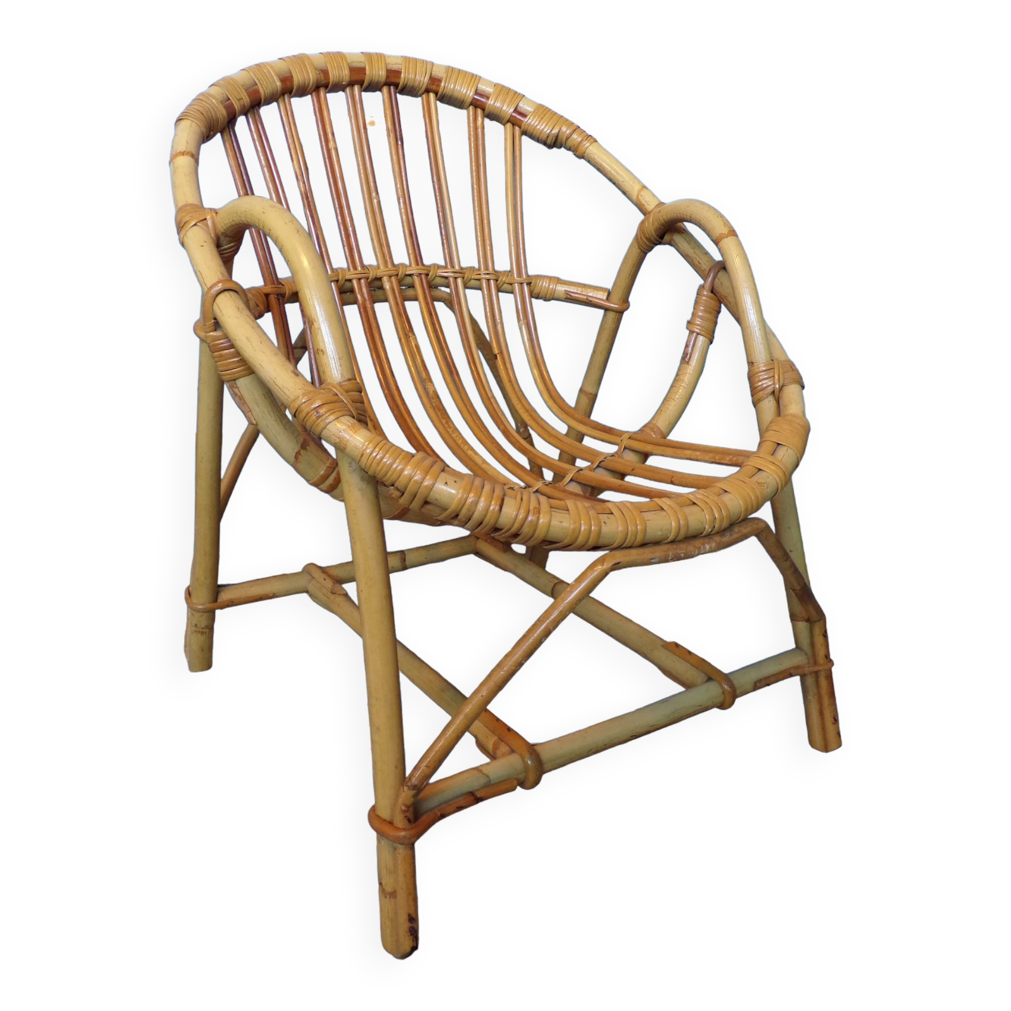 Fauteuil corbeille enfant en rotin